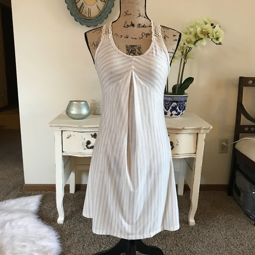 Tan and white lace beach dress